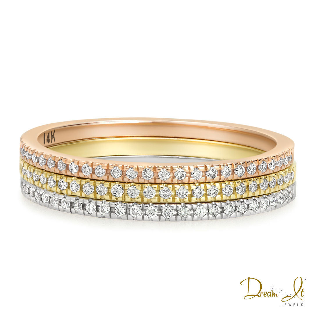 14 Karat Gold and Diamond (0.08ct) Stackable Ring | Dream It Jewels