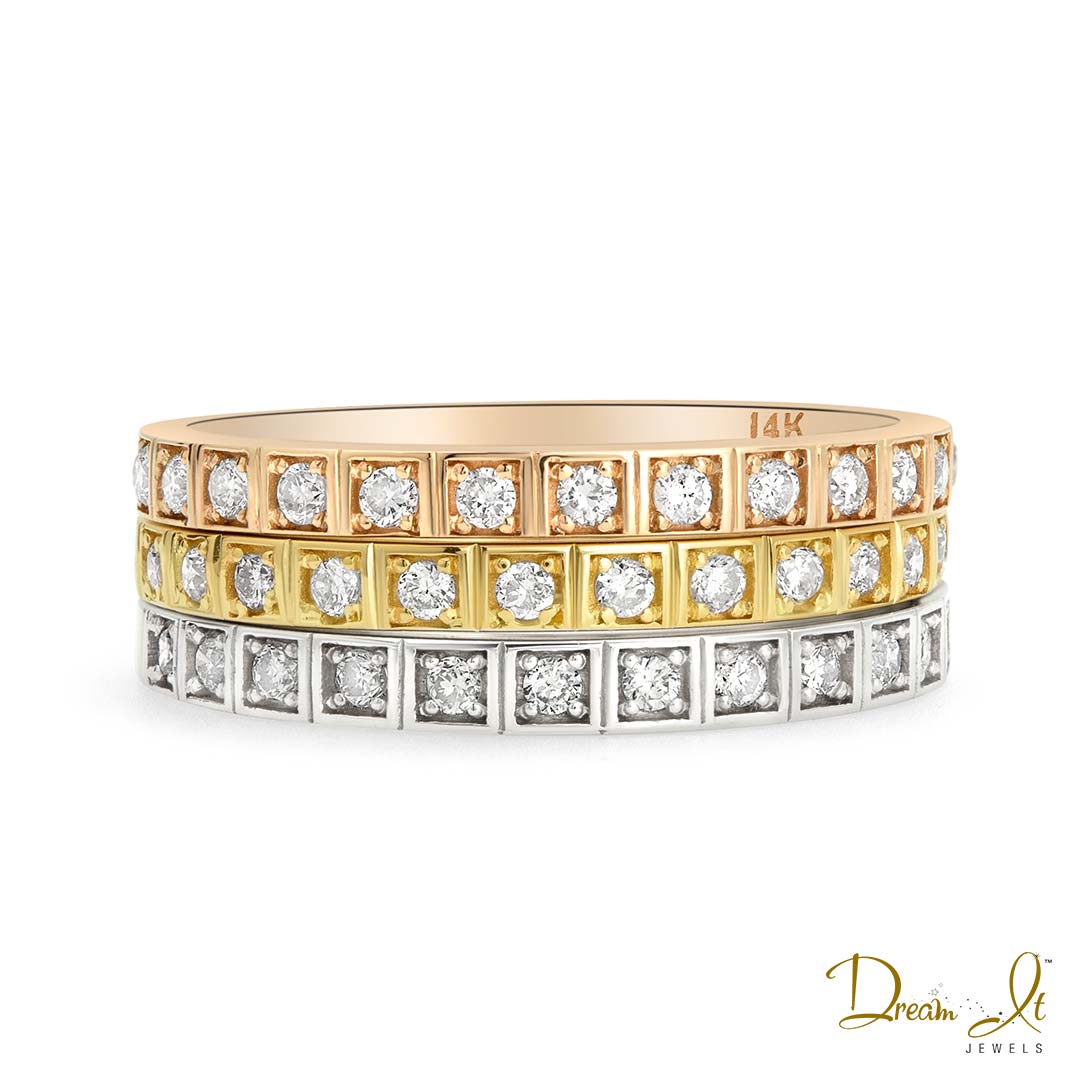 14 Karat Gold and Diamond (0.17ct) Stackable Ring | Dream It Jewels 