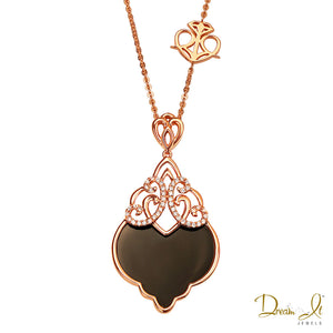 14 Karat Rose Gold Diamond (0.17ct) and Black Agate Stone Pendant | Dream It Jewels 