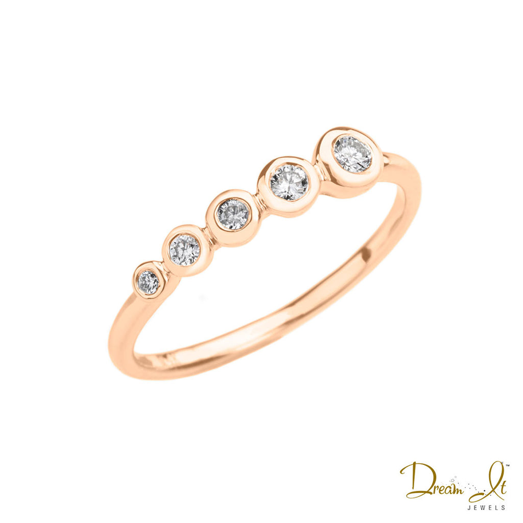 14 Karat Rose Gold and 5 Diamond (0.12ct) Ring | Dream It Jewels 