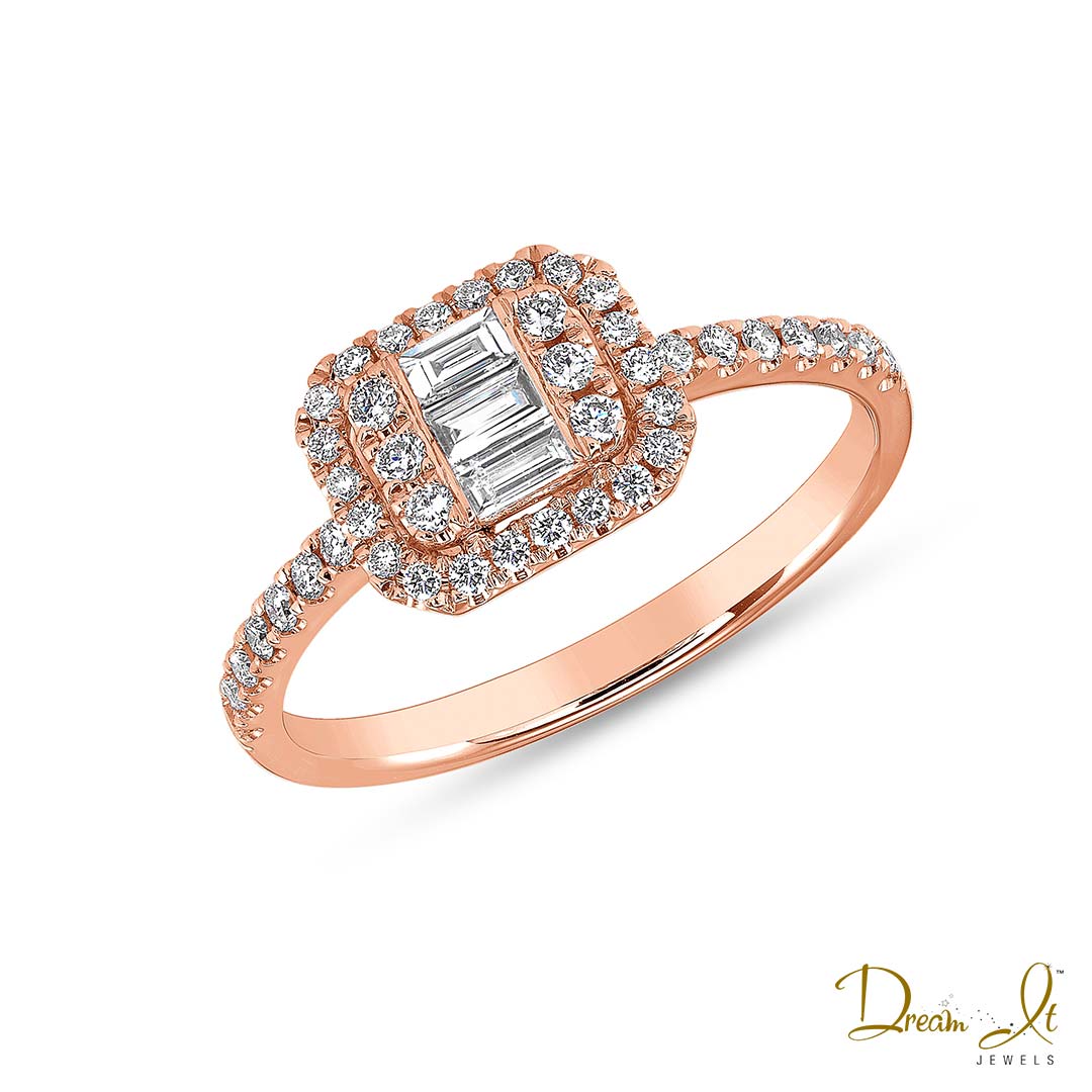 14 Karat Rose Gold and Baguette Diamond (0.39ct) Ring | Dream It Jewels 