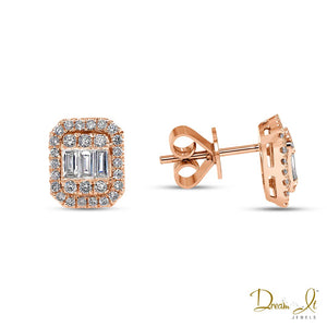 14 Karat Rose Gold and Baguette Diamond (0.57ct) Earrings - Dream It Jewels