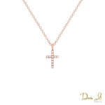 14 Karat Rose Gold and Diamond (0.04ct) Cross Pendant | Dream It Jewels 