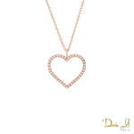 14 Karat Rose Gold and Diamond (0.10ct) Open Heart Pendant | Dream It Jewels 