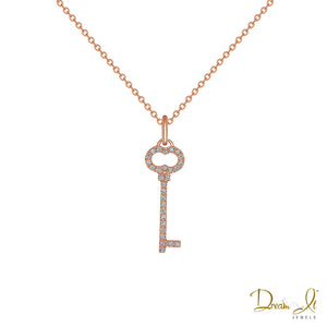 14 Karat Rose Gold and Diamond (0.11ct) Key Pendant | Dream It Jewels