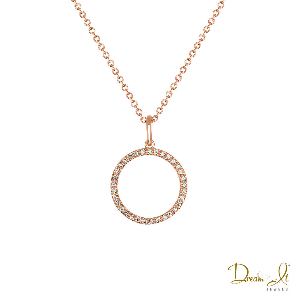 14 Karat Rose Gold and Diamond (0.12ct) Halo Pendant | Dream It Jewels