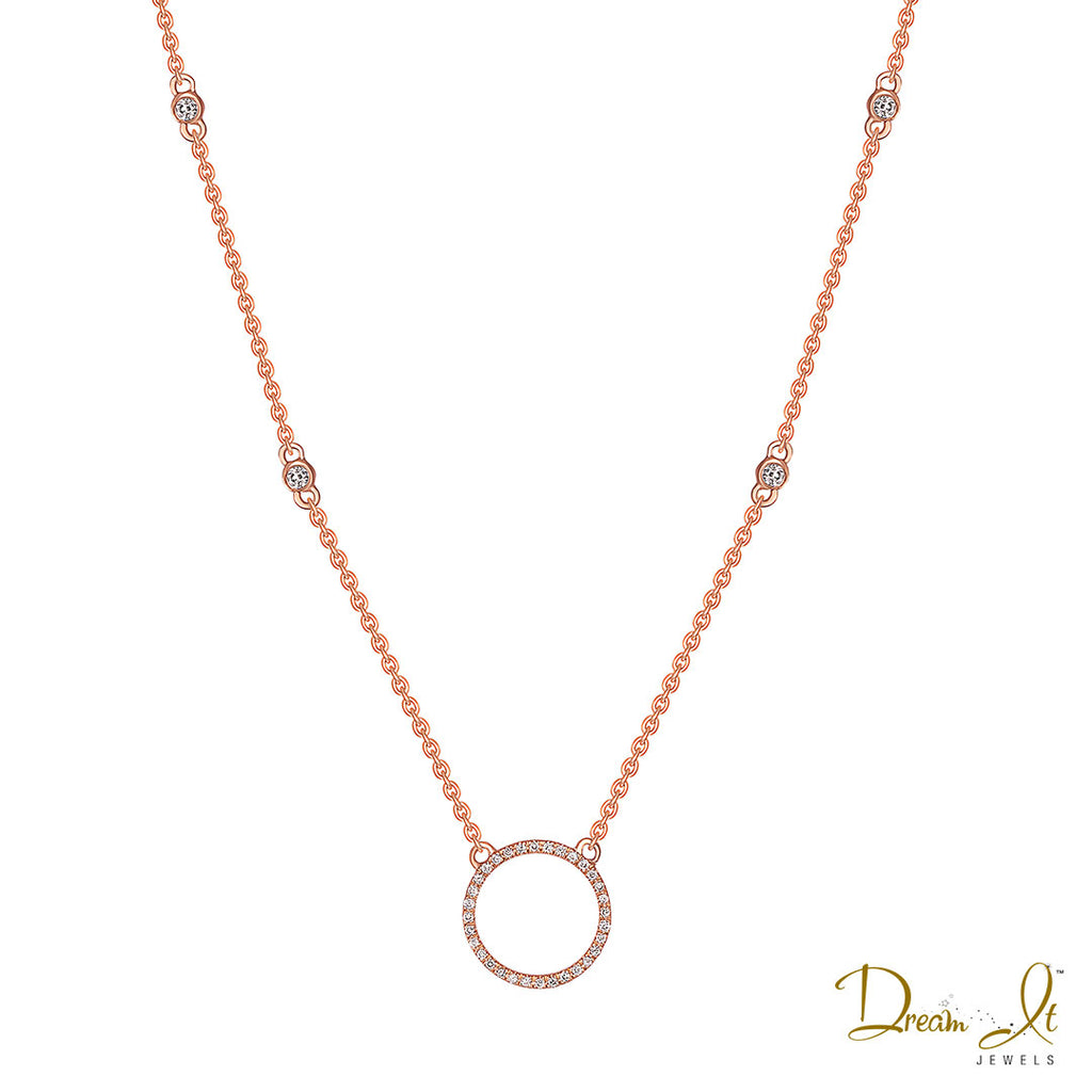 14 Karat Rose Gold and Diamond (0.12ct) Necklace - Dream It Jewels 