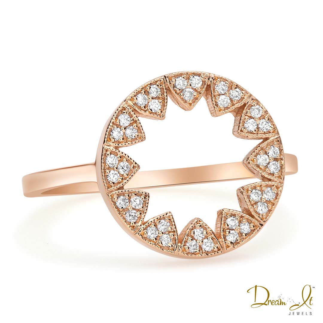 14 Karat Rose Gold and Diamond (0.12ct) Open Star Ring | Dream It Jewels 