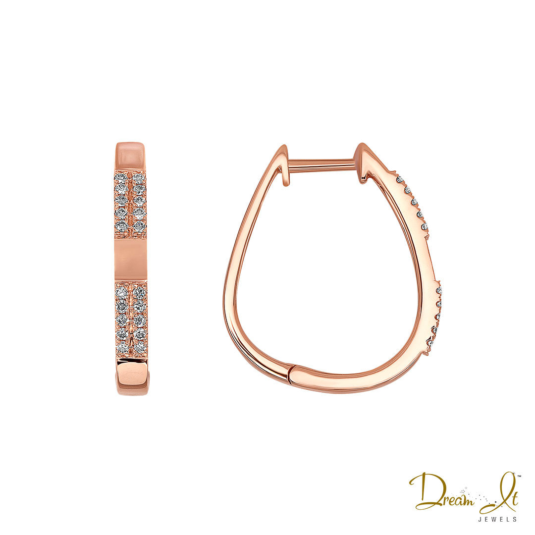 14 Karat Rose Gold and Diamond (0.15ct) Hoop Earrings | Dream It Jewels