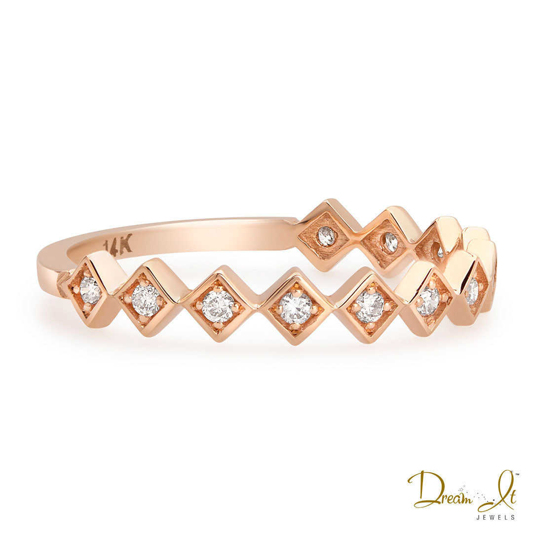 14 Karat Rose Gold and Diamond (0.15ct) Stackable Ring | Dream It Jewels