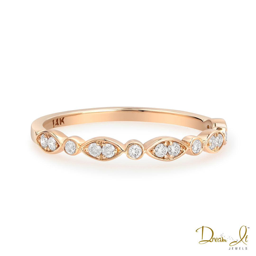 14 Karat Rose Gold and Diamond (0.17ct) Stackable Ring | Dream It Jewels 