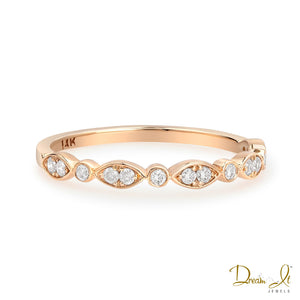 14 Karat Rose Gold and Diamond (0.17ct) Stackable Ring | Dream It Jewels 