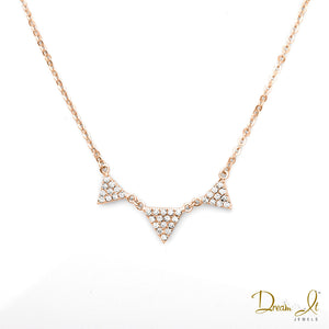 14 Karat Rose Gold and Diamond (0.17ct) Triangle Design Necklace | Dream It Jewels 