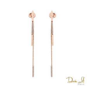14 Karat Rose Gold and Diamond (0.21ct) Double Row Dangling Earrings | Dream It Jewels