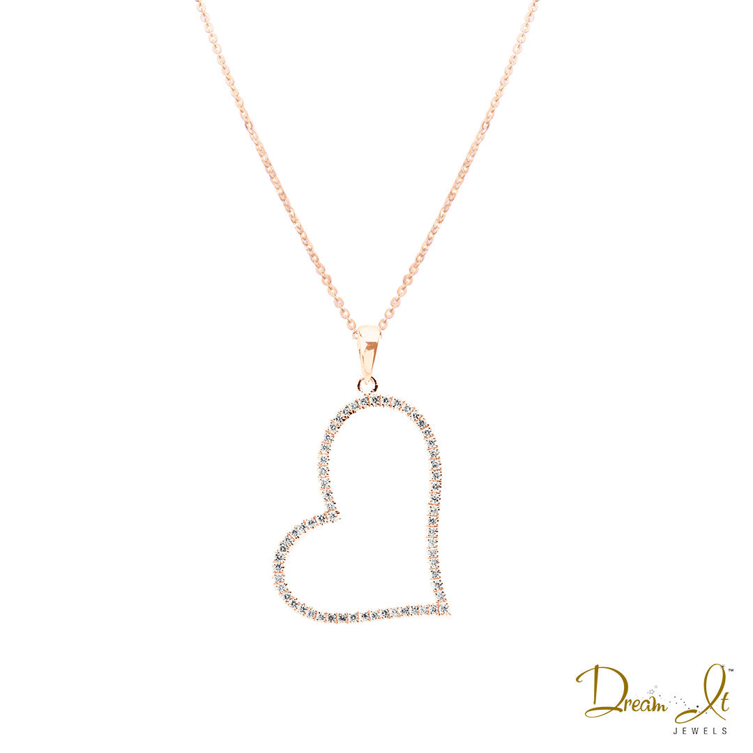 14 Karat Rose Gold and Diamond (0.24ct) Heart Pendant | Dream It Jewels