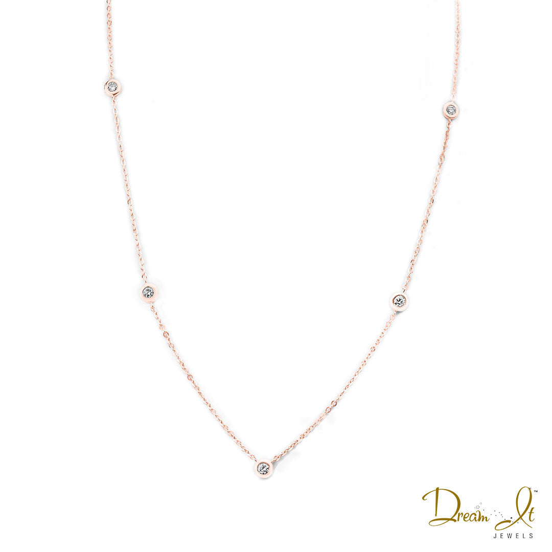 14 Karat Rose Gold and Diamond (0.27ct) Bezel Necklace | Dream It Jewels 