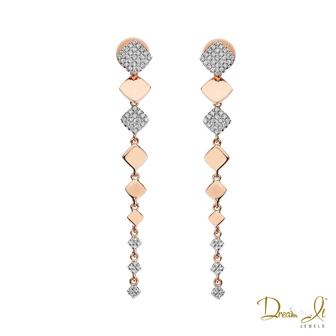 14 Karat Rose Gold and Diamond (0.30ct) Dangling Diamond Earrings | Dream It Jewels