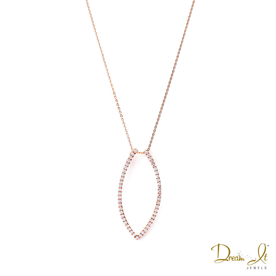 14 Karat Rose Gold and Diamond (0.30ct) Oval Shape Pendant | Dream It Jewels 