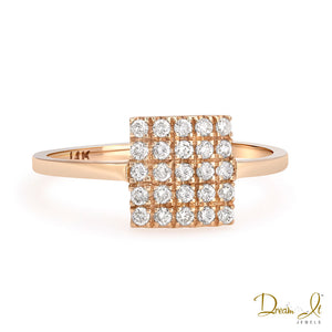 14 Karat Rose Gold and Diamond (0.30ct) Square Design Ring | Dream It Jewels
