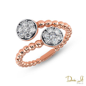 14 Karat Rose Gold and Diamond (0.46ct) Beaded Bypass Ring | Dream It Jewels