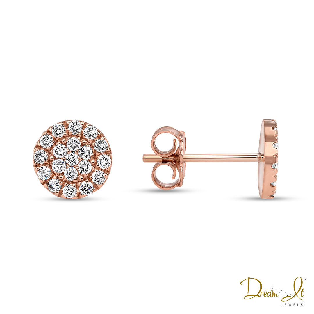 14 Karat Rose Gold and Diamond (0.46ct) Cluster Earrings - Dream It Jewels