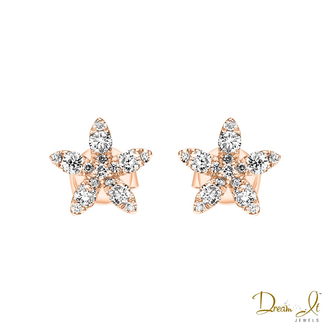14 Karat Rose Gold and Diamond (0.49ct) Star Shape Earrings | Dream It Jewels