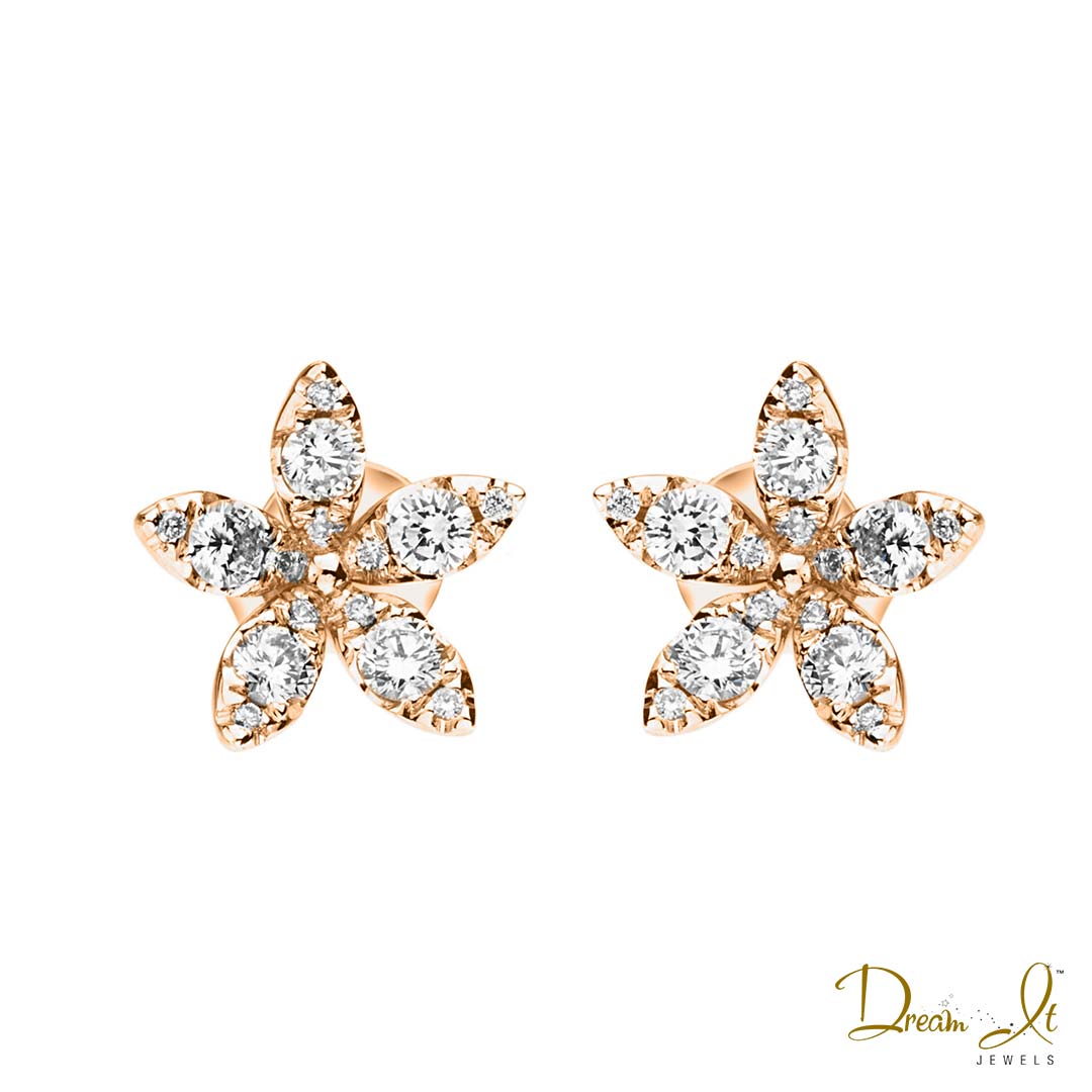 14 Karat Rose Gold and Diamond (0.64ct) Star Shape Earrings | Dream It Jewels