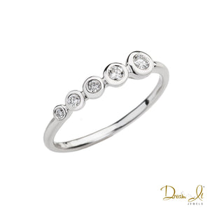 14 Karat White Gold and 5 Diamond (0.12ct) Ring | Dream It Jewels 