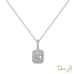 14 Karat White Gold and Baguette Diamond (0.33ct) Pendant | Dream It Jewels 