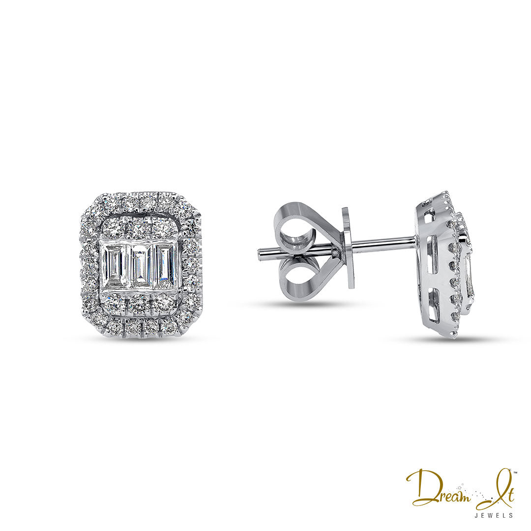 14 Karat White Gold and Baguette Diamond (0.57ct) Earrings - Dream It Jewels