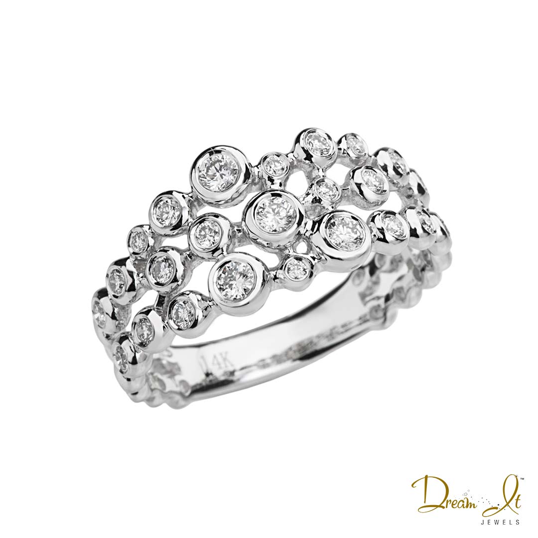 14 Karat White Gold and Bezel Set Diamond (0.36ct) Band | Dream It Jewels 