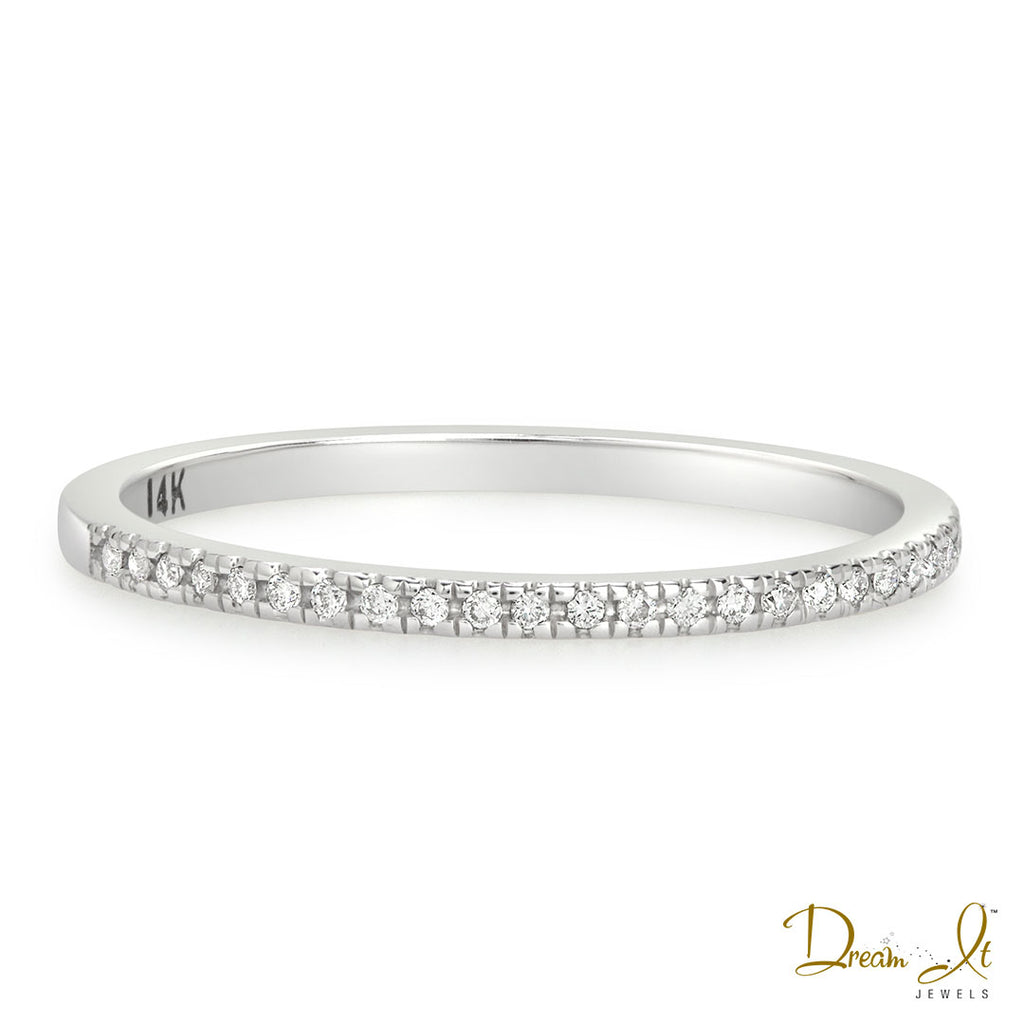 14 Karat White Gold and Diamond (0.08ct) Stackable Ring | Dream It Jewels
