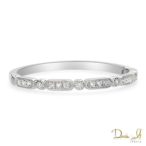 14 Karat White Gold and Diamond (0.09ct) Stackable Ring | Dream It Jewels 
