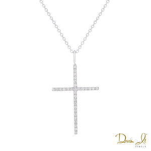 14 Karat White Gold and Diamond (0.10ct) Cross Pendant | Dream It Jewels 