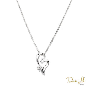 14 Karat White Gold and Diamond (0.11ct) Heart Pendant | Dream It Jewels