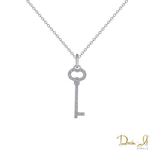 14 Karat White Gold and Diamond (0.11ct) Key Pendant | Dream It Jewels