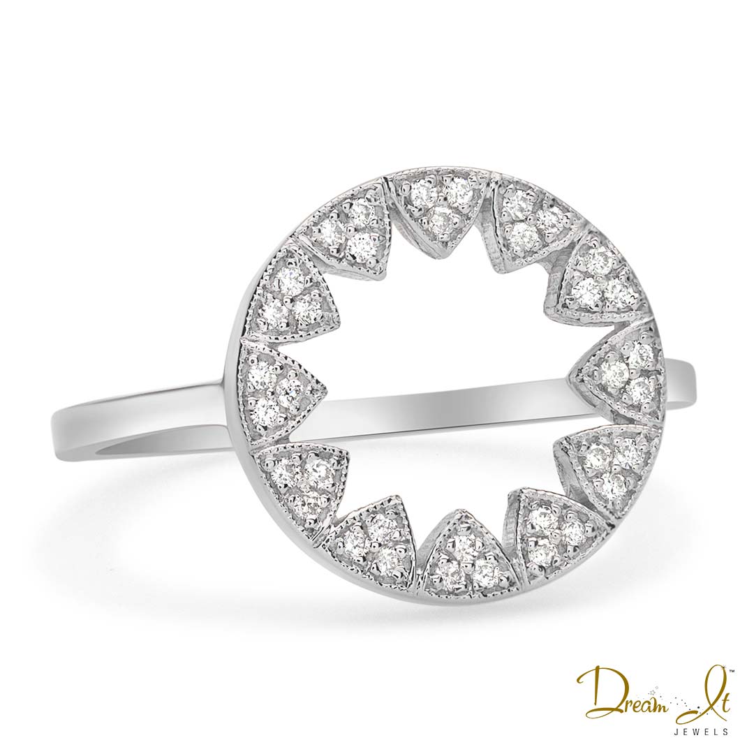 14 Karat White Gold and Diamond (0.12ct) Open Star Ring | Dream It Jewels 