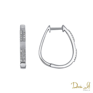 14 Karat White Gold and Diamond (0.15ct) Hoop Earrings | Dream It Jewels