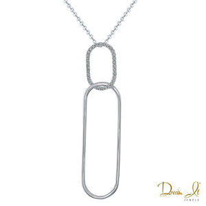 14 Karat White Gold and Diamond (0.15ct) Paper Clip Design Pendant | Dream It Jewels 