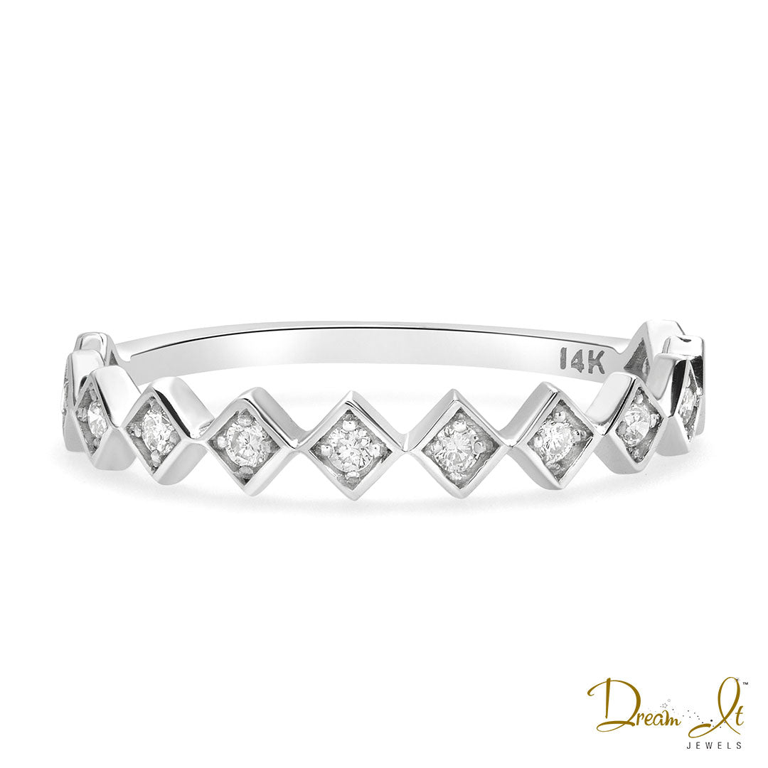 14 Karat White Gold and Diamond (0.15ct) Stackable Ring | Dream It Jewels
