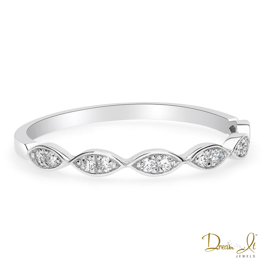 14 Karat White Gold and Diamond (0.15ct) Stackable Ring | Dream It Jewels 
