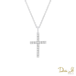 14 Karat White Gold and Diamond (0.16ct) Cross Pendant | Dream It Jewels 