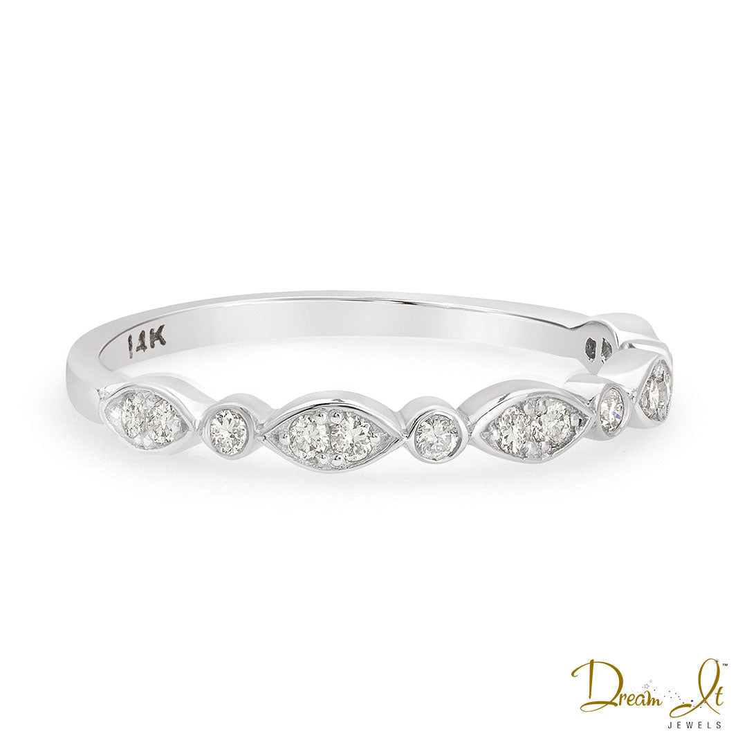 14 Karat White Gold and Diamond (0.17ct) Stackable Ring | Dream It Jewels 