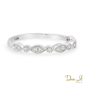 14 Karat White Gold and Diamond (0.17ct) Stackable Ring | Dream It Jewels 