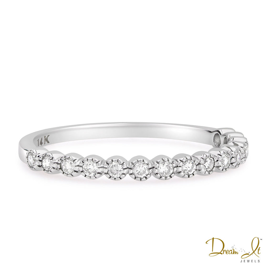 14 Karat White Gold and Diamond (0.18ct) Stackable Ring | Dream It Jewels