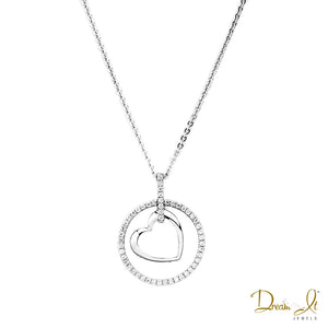 14 Karat White Gold and Diamond (0.20ct) Heart Pendant | Dream It Jewels