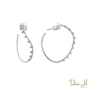 14 Karat White Gold and Diamond (0.21ct) Beaded Swirl Hoop Earrings | Dream It Jewels