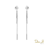 14 Karat White Gold and Diamond (0.21ct) Double Row Dangling Earrings | Dream It Jewels