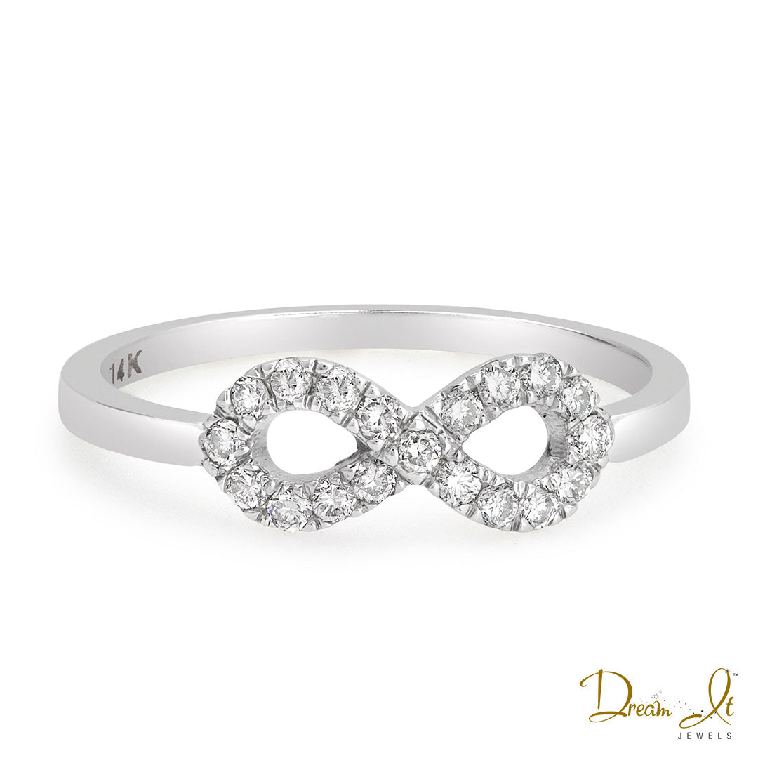 14 Karat White Gold and Diamond (0.23ct) Infinity Ring | Dream It Jewels