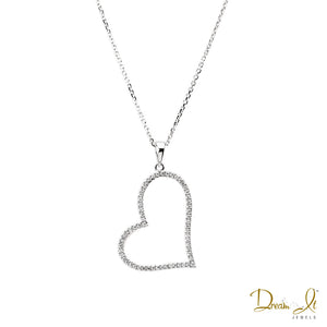 14 Karat White Gold and Diamond (0.24ct) Heart Pendant | Dream It Jewels